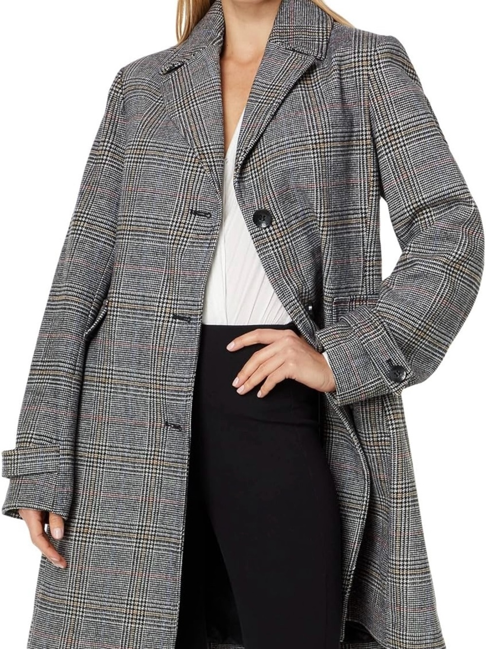 Vince Camuto Gray Glen Plaid Trench Coat XL